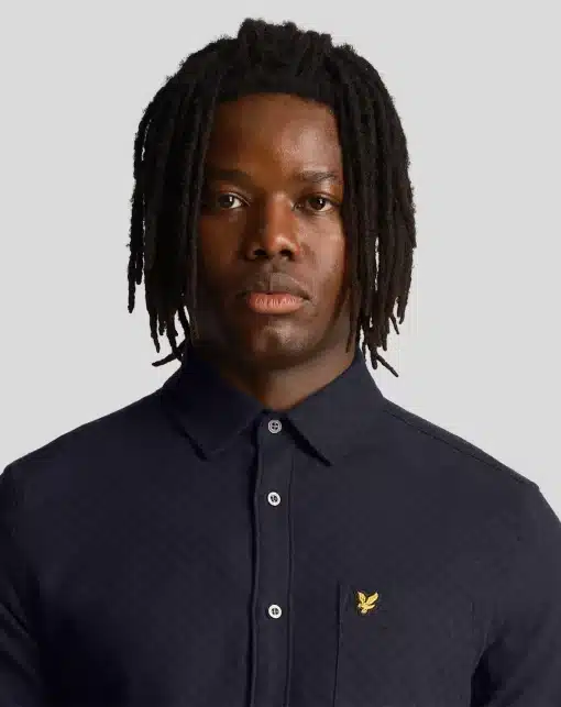 Lyle & Scott Grid Texture Shirt Dark Navy