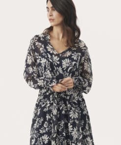 Part Two Fallie Dress Dark Navy Stencil Flower