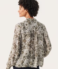Part Two Faya Blouse Dusky Green Fleur Print