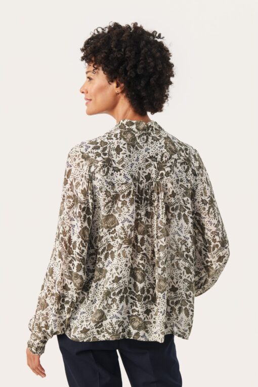 Part Two Faya Blouse Dusky Green Fleur Print