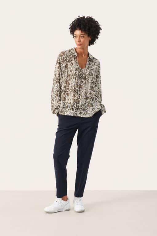 Part Two Faya Blouse Dusky Green Fleur Print