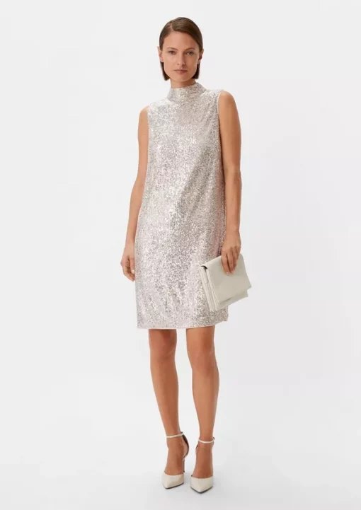 Comma, Sequin Dress Beige