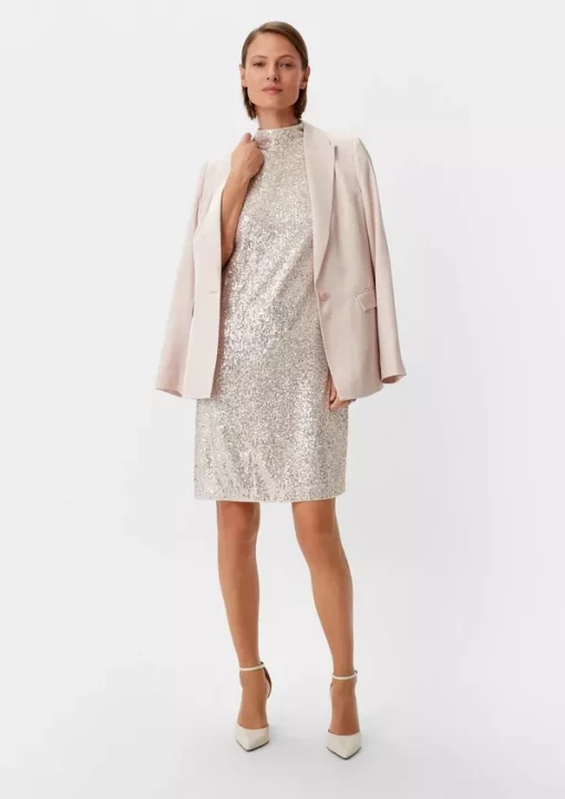 Comma, Sequin Dress Beige