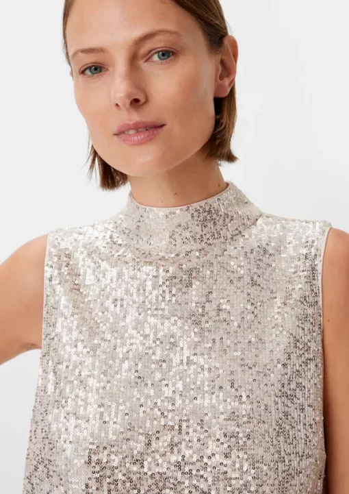 Comma, Sequin Dress Beige