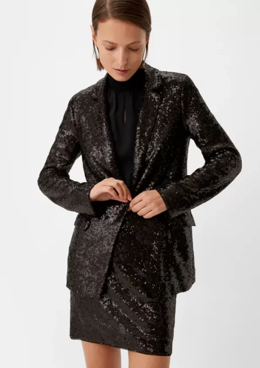 Comma, Sequin Blazer Black
