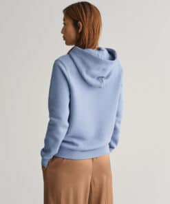 Gant Woman Tonal Shield Hoodie Crystal Blue