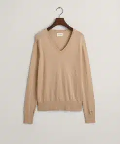 Gant Woman Fine Knit V-Neck Dry Sand