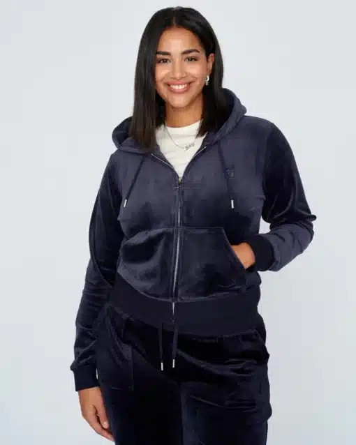 Juicy Couture Classic Velour Robertson Zip Hoodie Night Sky