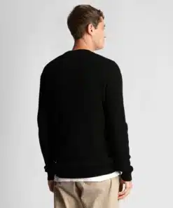 Lyle & Scott Grid Knit Crew Neck Jumper Jet Black