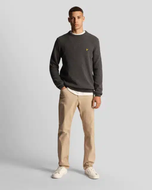 Lyle & Scott Crew Neck Lambswool Blend Jumper Gunmetal Marl