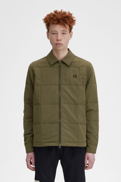 Fred Perry Quilted Overshirt Uniform Green