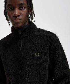 Fred Perry Zip Through Borg Fleece Black