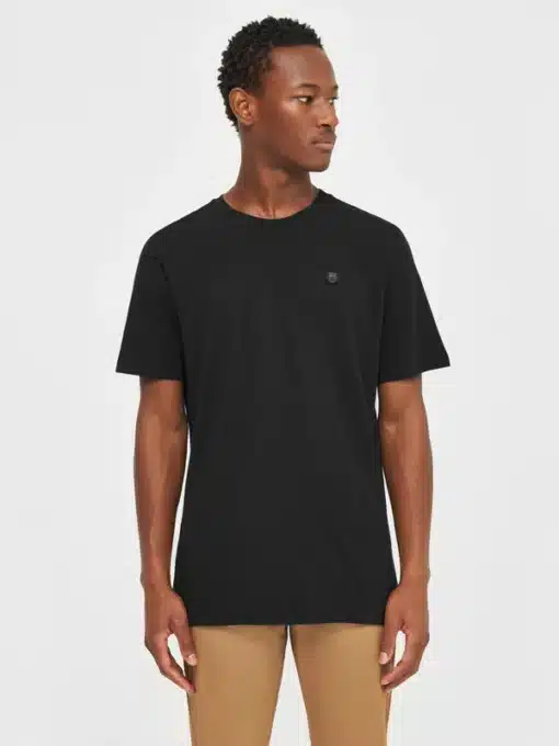 Knowledge Cotton Apparel Basic Badge Polo T-shirt Black Jet