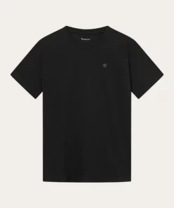 Knowledge Cotton Apparel Basic Badge Polo T-shirt Black Jet