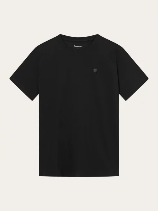 Knowledge Cotton Apparel Basic Badge Polo T-shirt Black Jet