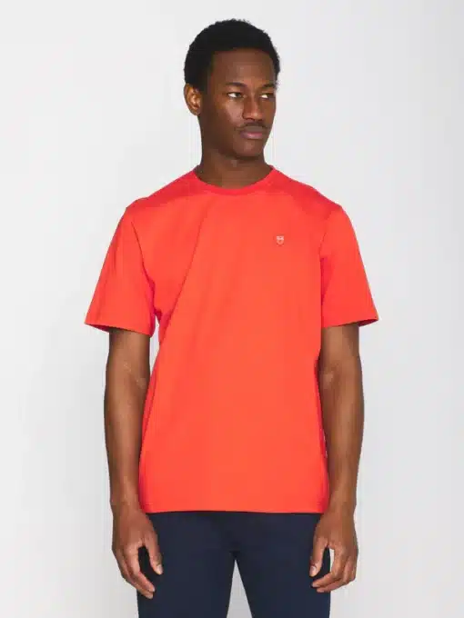 Knowledge Cotton Apparel Basic Badge Polo T-shirt Red Clay