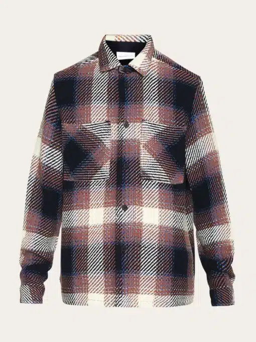 Knowledge Cotton Apparel Checked Overshirt Blue Check