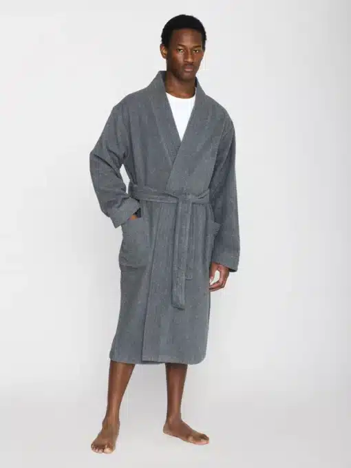 Knowledge Cotton Apparel Bathrobe Dark Grey Melange