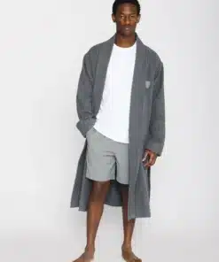 Knowledge Cotton Apparel Bathrobe Dark Grey Melange