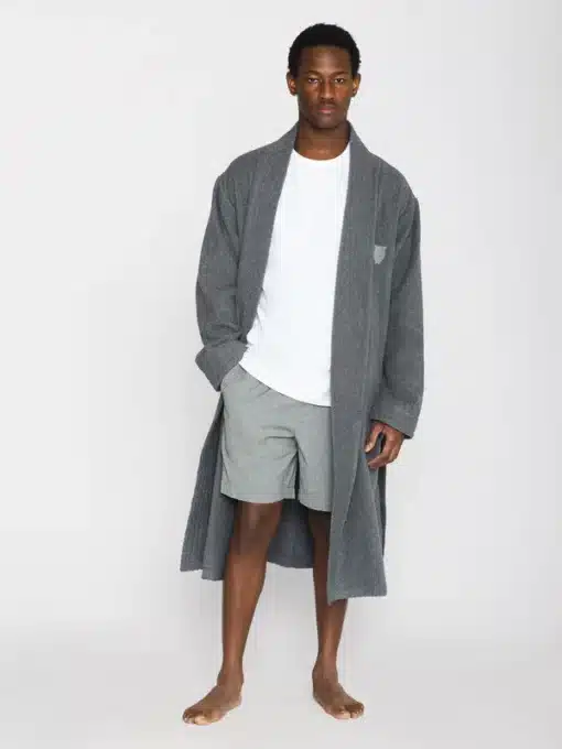 Knowledge Cotton Apparel Bathrobe Dark Grey Melange