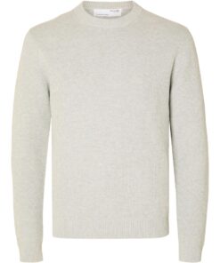 Selected Homme Dane Structured Crew Neck Knit Light Grey Melange
