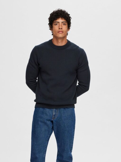 Selected Homme Dane Structured Crew Neck Knit Sky Captain