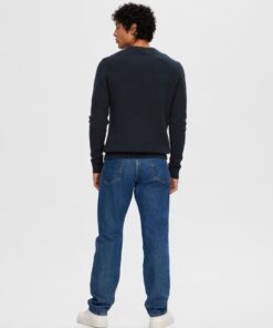 Selected Homme Dane Structured Crew Neck Knit Sky Captain