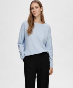 Selected Femme Berga Boat Neck Knit Cashmere Blue