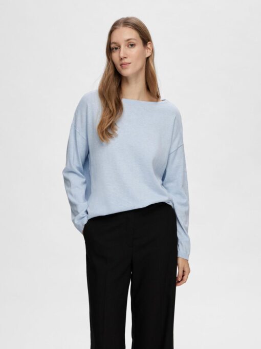 Selected Femme Berga Boat Neck Knit Cashmere Blue
