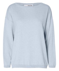 Selected Femme Berga Boat Neck Knit Cashmere Blue