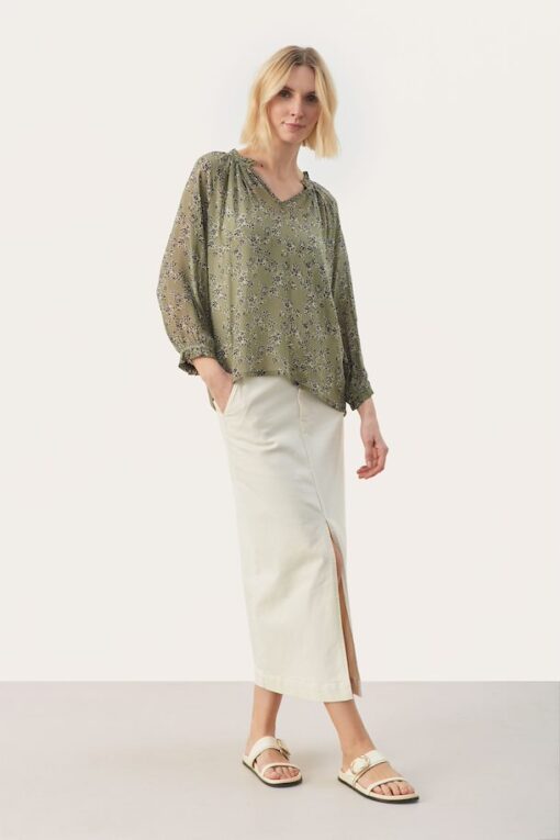 Part Two Elsia Blouse Vetiver Scattered Flower