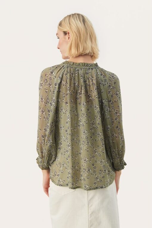 Part Two Elsia Blouse Vetiver Scattered Flower