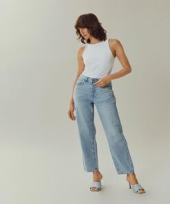 Vila Kelly High Straight Jeans Light Blue Denim