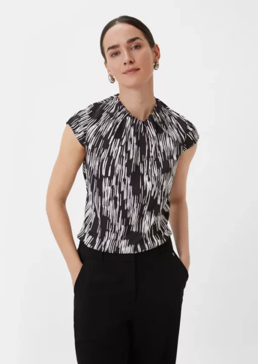 Comma, Print Blouse Top Black