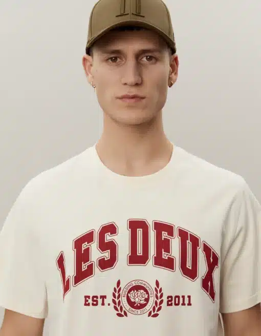Les Deux University T-shirt Light Ivory/Burnt Red