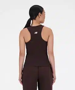 New Balance Linear Heritage Rib Knit Racer Tank Black Coffee
