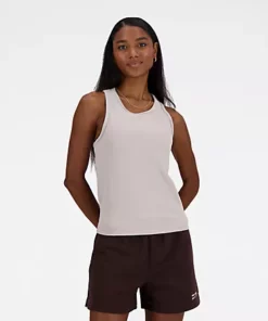 New Balance Linear Heritage Rib Knit Racer Tank Moonrock