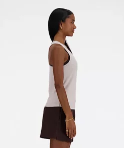New Balance Linear Heritage Rib Knit Racer Tank Moonrock