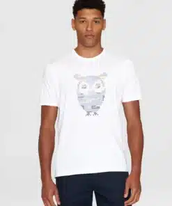 Knowledge Cotton Apparel Big Crosstitch T-shirt Bright White