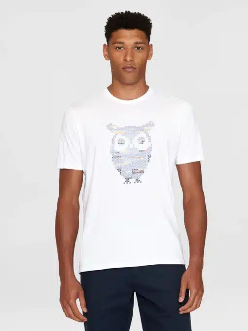 Knowledge Cotton Apparel Big Crosstitch T-shirt Bright White