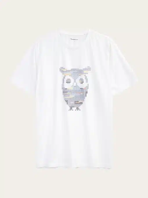 Knowledge Cotton Apparel Big Crosstitch T-shirt Bright White