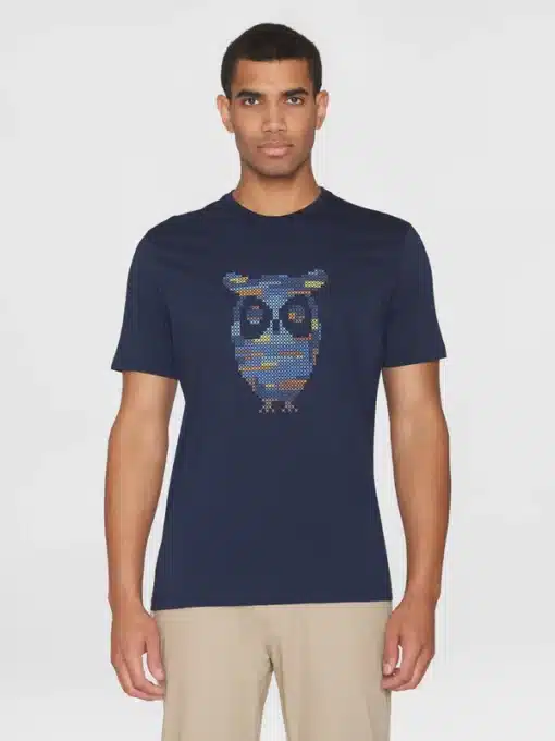 Knowledge Cotton Apparel Big Crosstitch T-shirt Night SKy