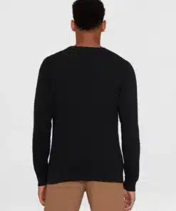 Knowledge Cotton Apparel Vagn Bubble Knit Crew Black