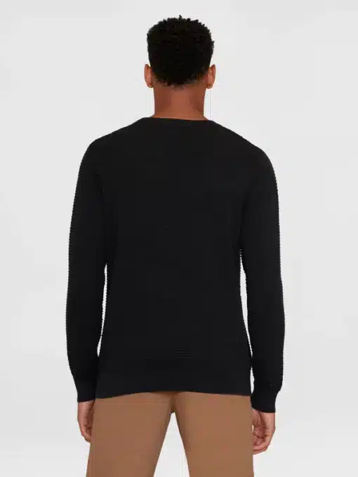 Knowledge Cotton Apparel Vagn Bubble Knit Crew Black