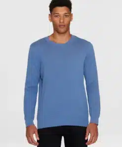 Knowledge Cotton Apparel Vagn Bubble Knit Crew Moonlight Blue