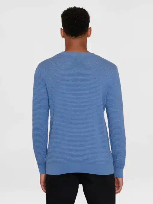 Knowledge Cotton Apparel Vagn Bubble Knit Crew Moonlight Blue