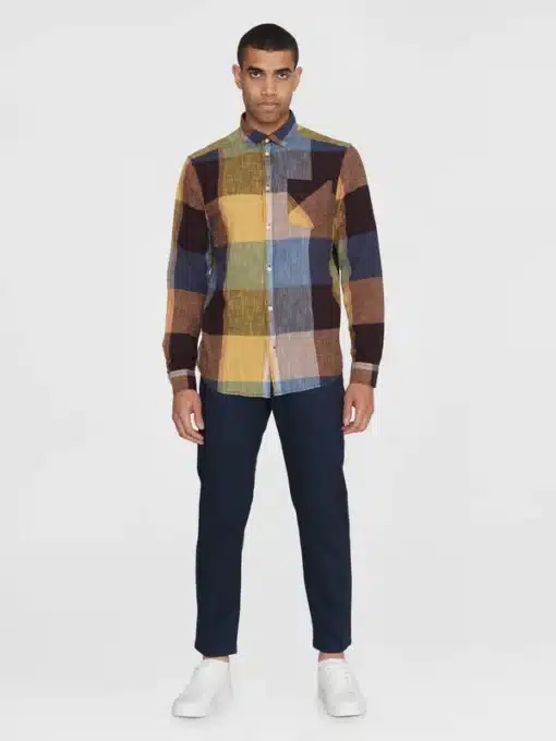 Knowledge Cotton Apparel Regular Checked Shirt Blue Check