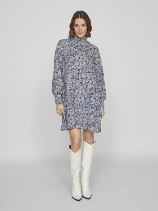 Vila Moda Jia High Neck Ls Dress True Blue
