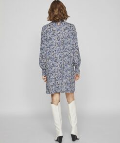Vila Moda Jia High Neck Ls Dress True Blue