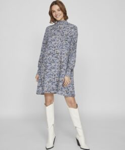 Vila Moda Jia High Neck Ls Dress True Blue